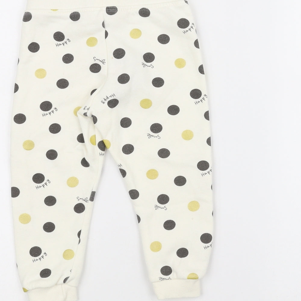 Primark Baby White Polka Dot  Sweatpants Trousers Size 12-18 Months