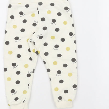 Primark Baby White Polka Dot  Sweatpants Trousers Size 12-18 Months