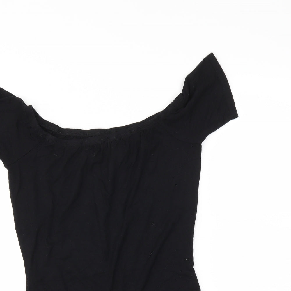 PRETTYLITTLETHING Womens Black   Bodysuit One-Piece Size 10