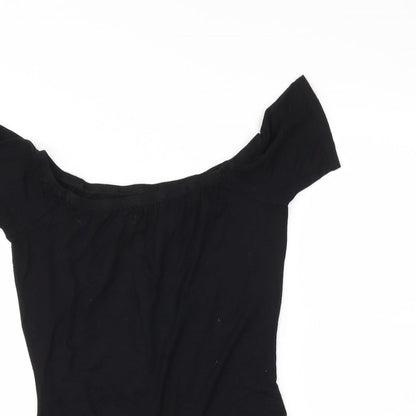 PRETTYLITTLETHING Womens Black   Bodysuit One-Piece Size 10