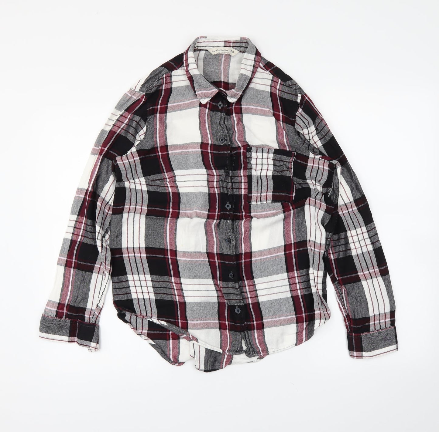 F&F Womens Red Plaid  Basic Button-Up Size 10
