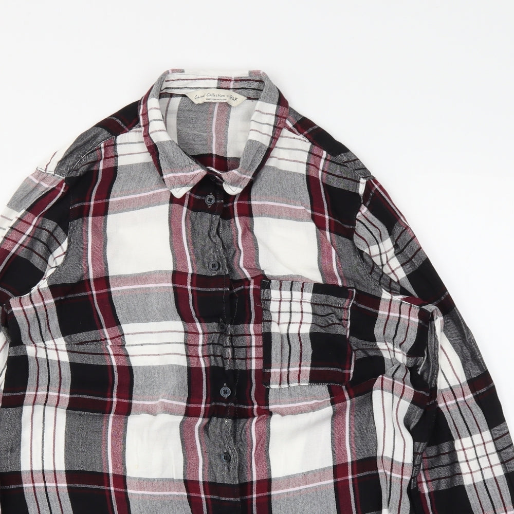 F&F Womens Red Plaid  Basic Button-Up Size 10