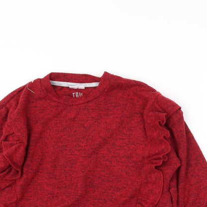 Close-up detail of F&F girls’ red jumper, size 5-6, years