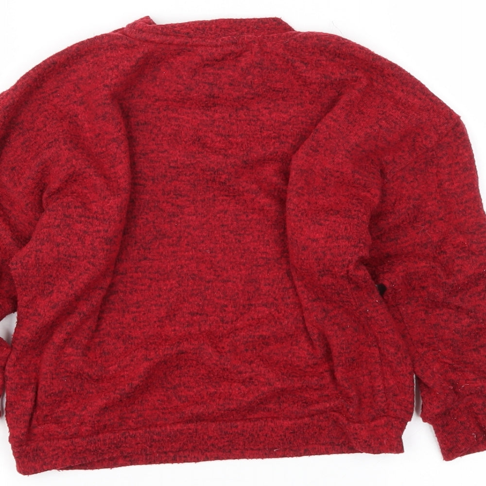 Brand and care label for F&F girls’ red jumper, size 5-6, years