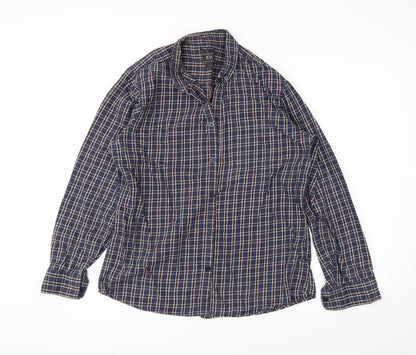 F&F Mens Blue Plaid   Button-Up Size L