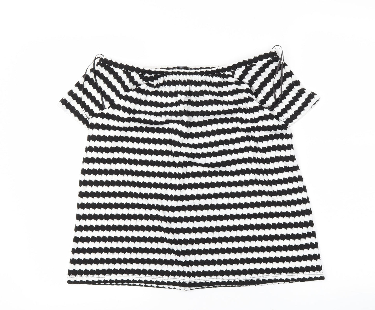 F&F Womens Black Striped  Basic Blouse Size 8