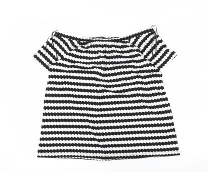 F&F Womens Black Striped  Basic Blouse Size 8