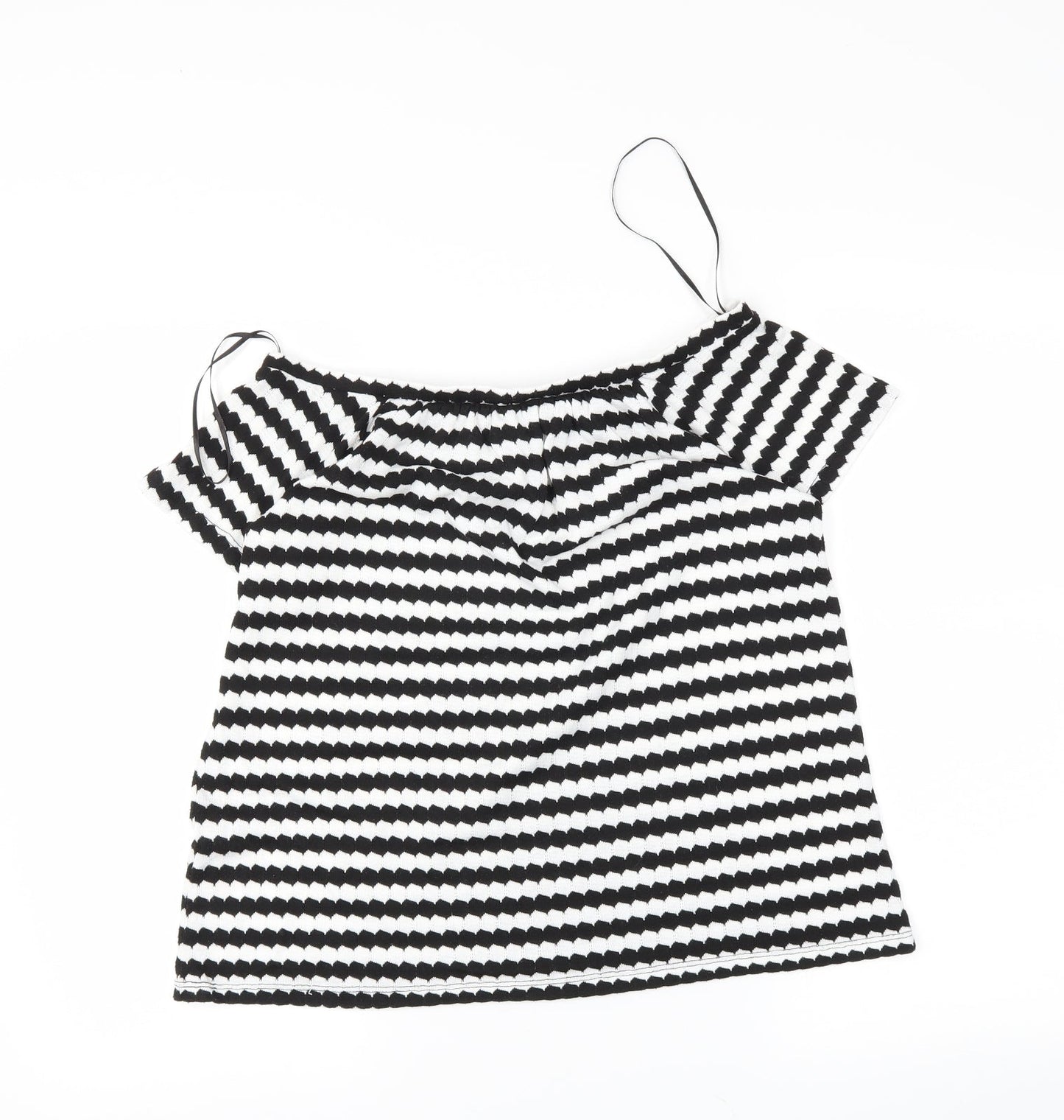 F&F Womens Black Striped  Basic Blouse Size 8