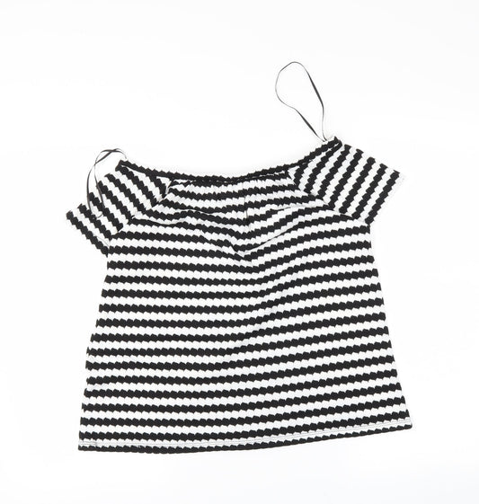 F&F Womens Black Striped  Basic Blouse Size 8