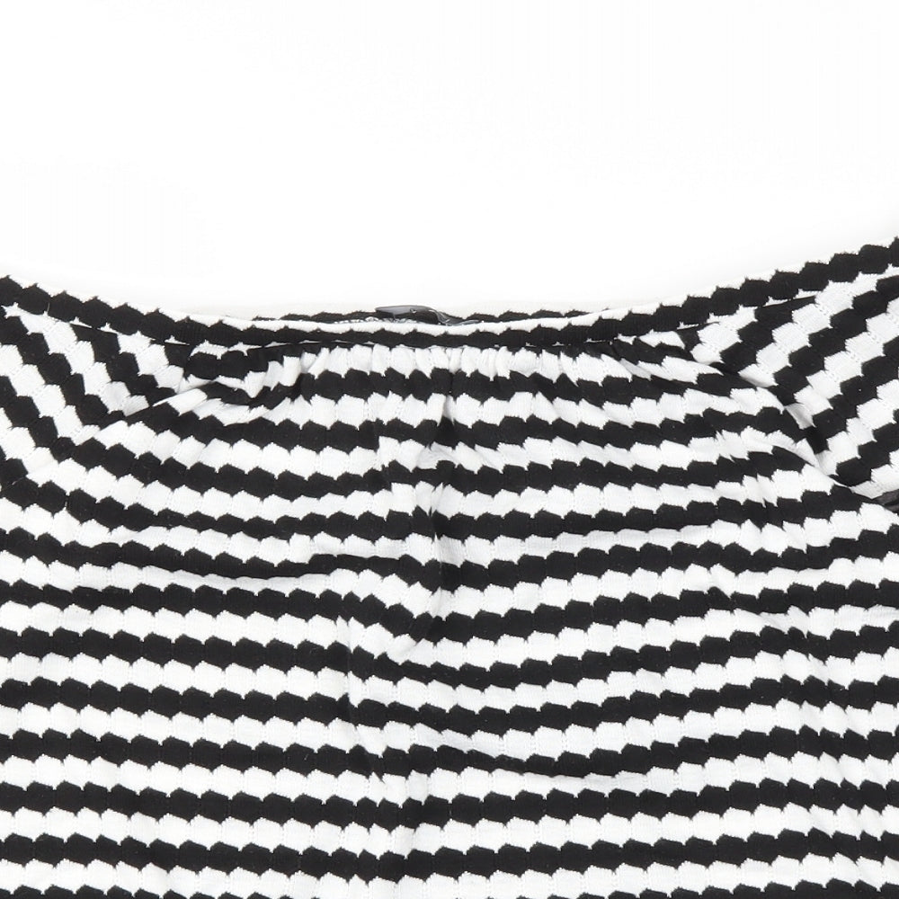 F&F Womens Black Striped  Basic Blouse Size 8