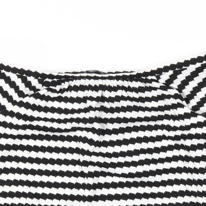 F&F Womens Black Striped  Basic Blouse Size 8