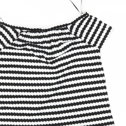 F&F Womens Black Striped  Basic Blouse Size 8