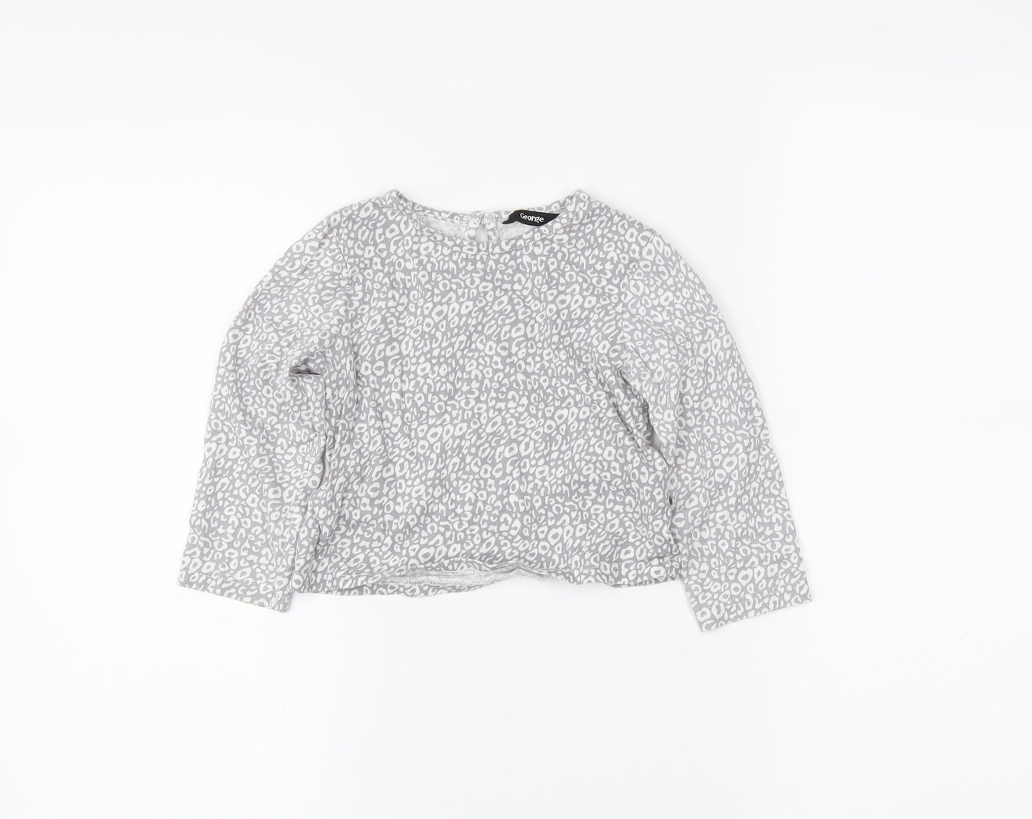 George Girls Grey Animal Print  Basic T-Shirt Size 2 Years