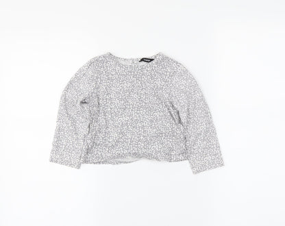 George Girls Grey Animal Print  Basic T-Shirt Size 2 Years