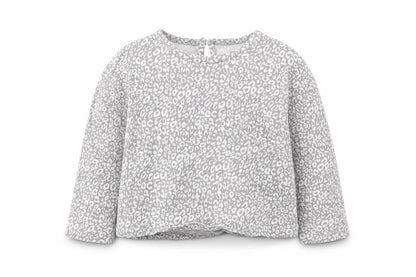 Front view of George girls’ grey animal print basic t-shirt, size 2, years