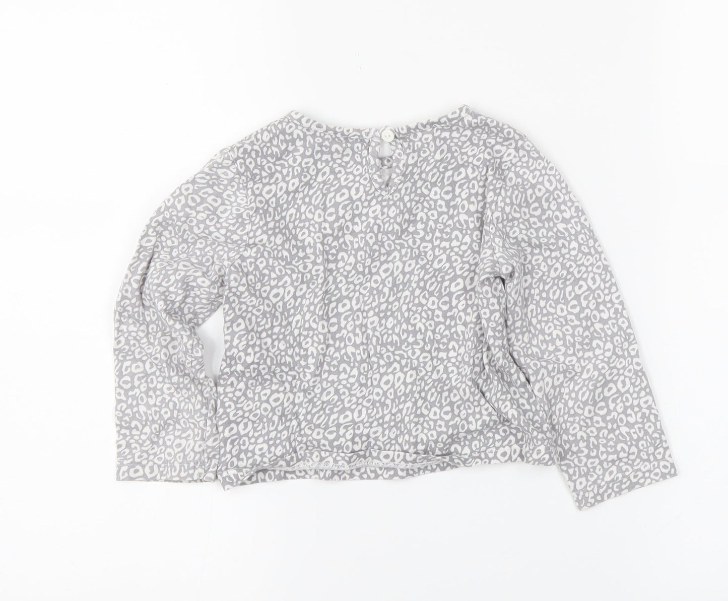 George Girls Grey Animal Print  Basic T-Shirt Size 2 Years