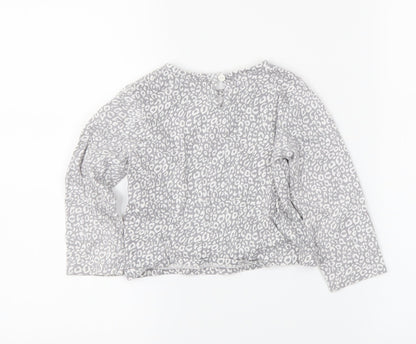 George Girls Grey Animal Print  Basic T-Shirt Size 2 Years