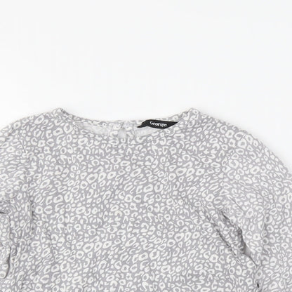 George Girls Grey Animal Print  Basic T-Shirt Size 2 Years