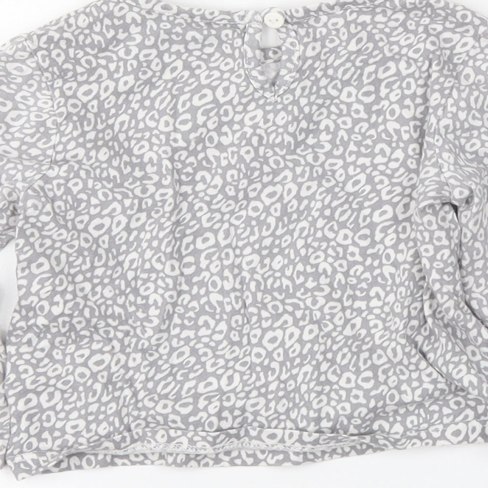 George Girls Grey Animal Print  Basic T-Shirt Size 2 Years