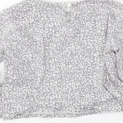 George Girls Grey Animal Print  Basic T-Shirt Size 2 Years