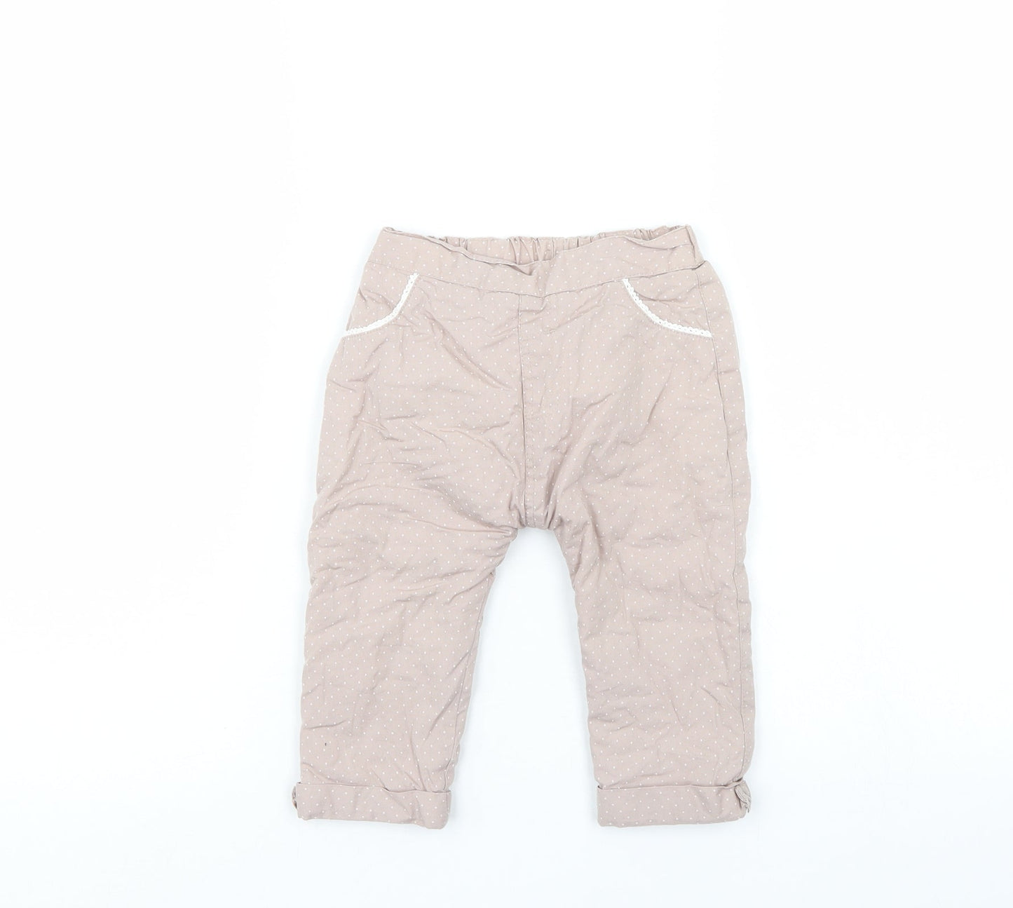 Nutmeg Girls Beige Polka Dot  Windbreaker Trousers Size 9-12 Months