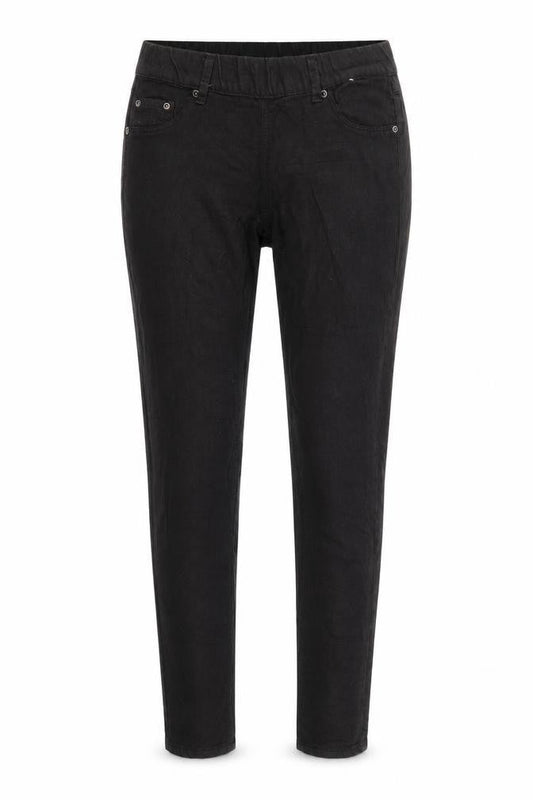 Front view of Denim & Co. women’s black jegging jeans, size UK 8, 30-inch leg
