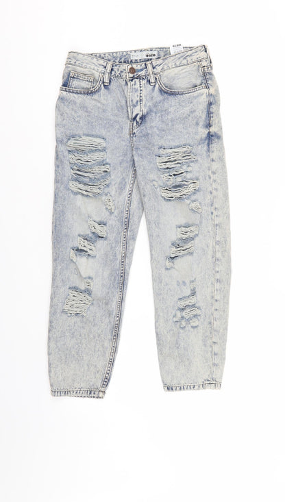 Mens UK Size 25 in Top Shop Regular Fit Cropped Blue Jeans