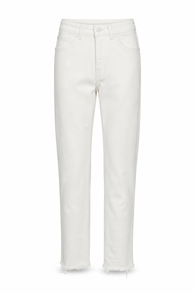 Front view of Never Denim women’s white denim capri jeans, size XS, 26-inch leg