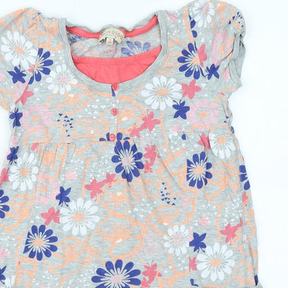 Indigo Girls Grey Floral  A-Line  Size 9 Years