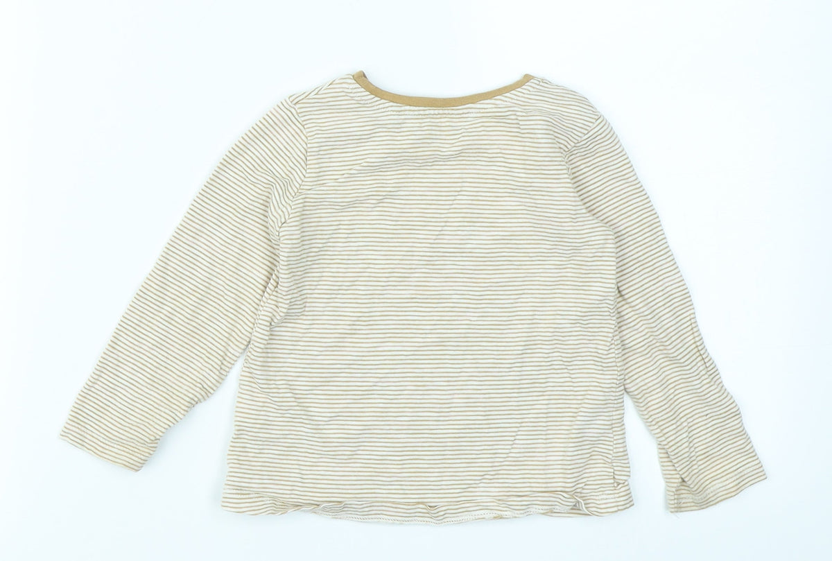 Back view of Next girls’ brown striped basic t-shirt, size 12-18, months