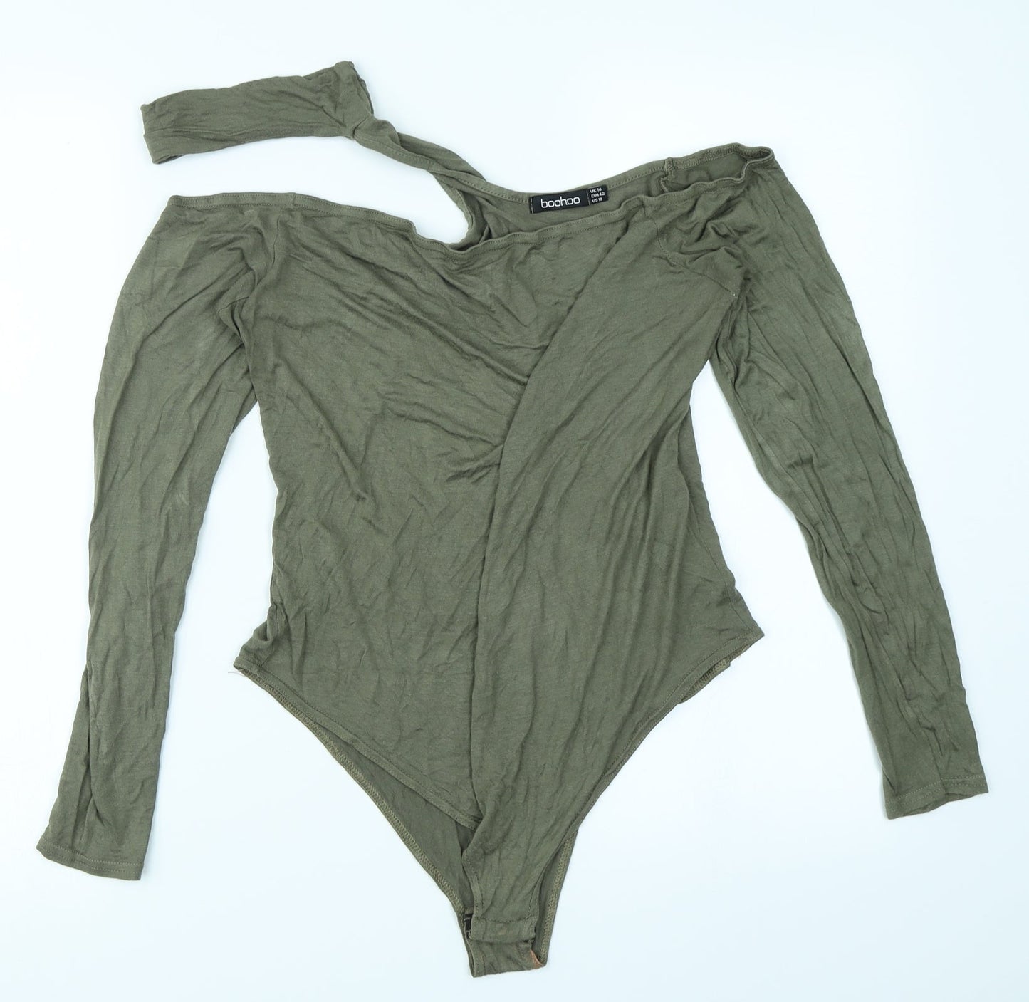 Boohoo Womens Green   Bodysuit One-Piece Size 14