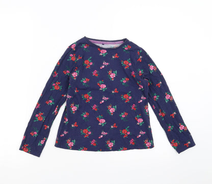 George Girls Blue Floral  Basic T-Shirt Size 8-9 Years