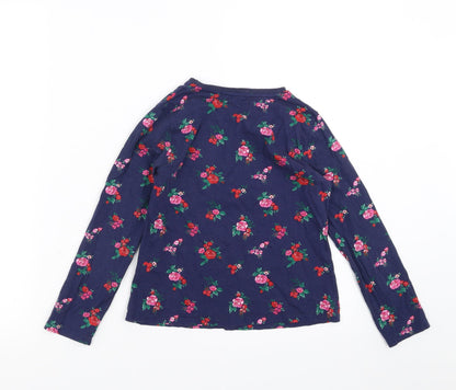 George Girls Blue Floral  Basic T-Shirt Size 8-9 Years