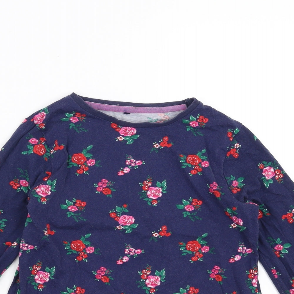 George Girls Blue Floral  Basic T-Shirt Size 8-9 Years