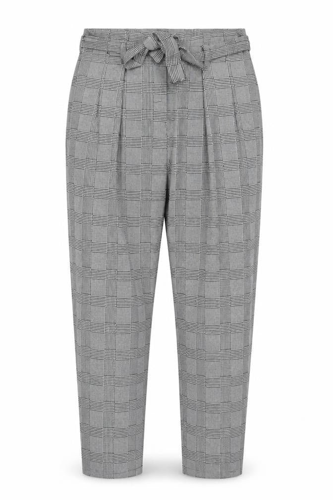 Front view of Preworn women’s grey houndstooth trousers, size XL, 26-inch leg