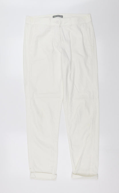 Marks and Spencer Womens White   Chino Trousers Size 8 L29 in