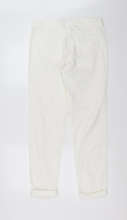 Marks and Spencer Womens White   Chino Trousers Size 8 L29 in