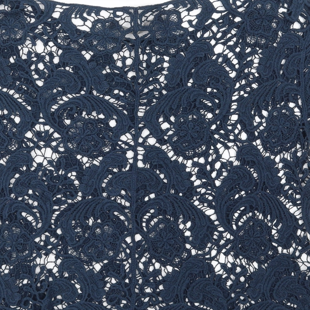 Zara Womens Blue Floral  Basic Blouse Size S  - lace