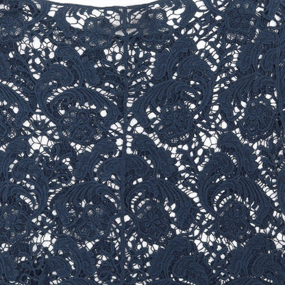 Zara Womens Blue Floral  Basic Blouse Size S  - lace