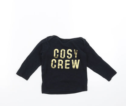 George Baby Black   Basic T-Shirt Size 12-18 Months  - cosy crew