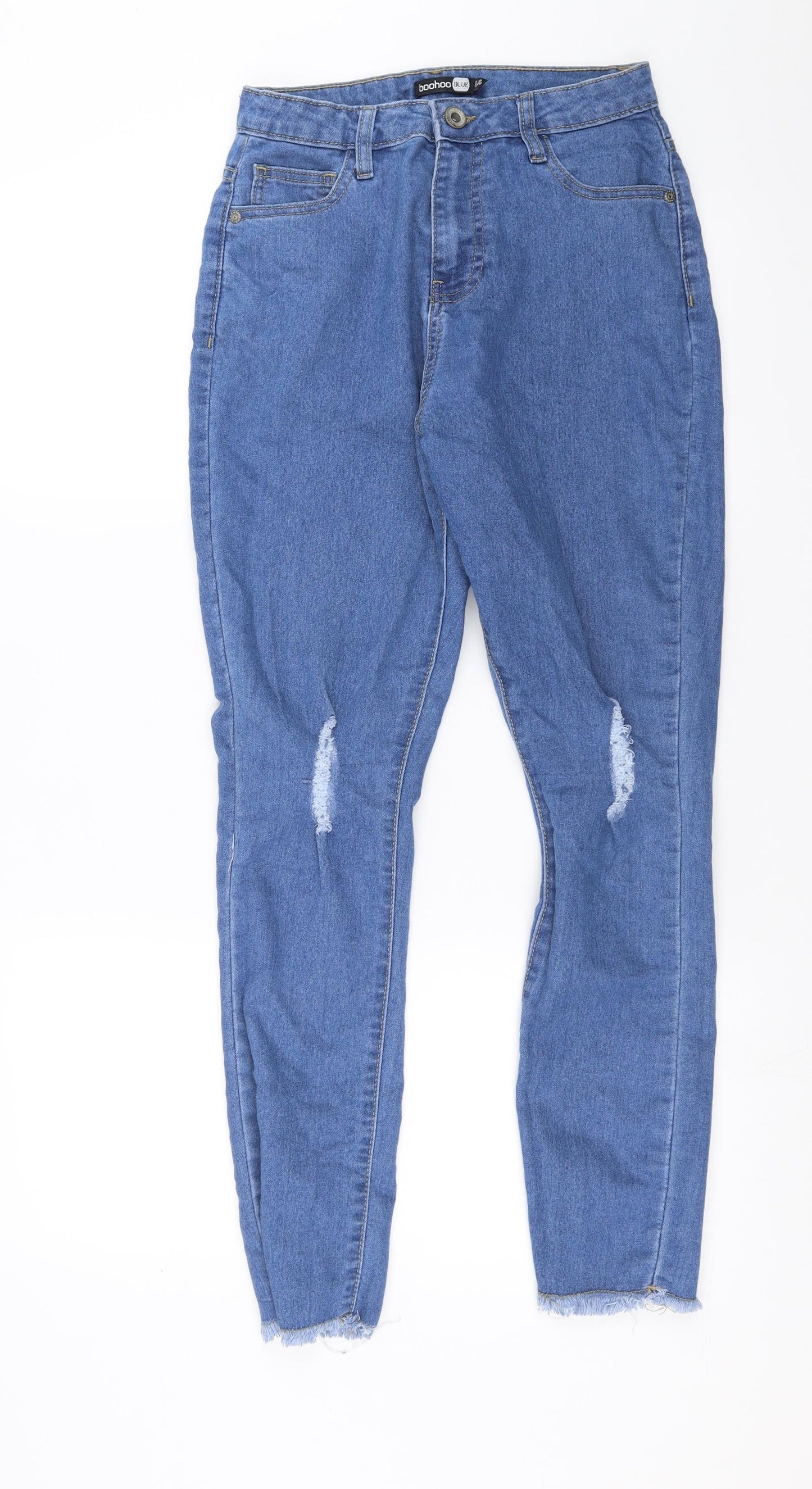 Boohoo Womens Blue  Denim Skinny Jeans Size 8 L28 in