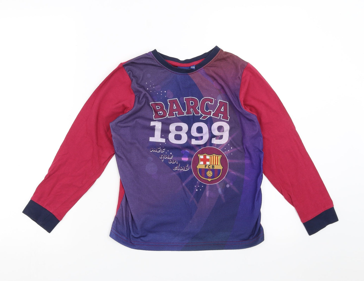 Preworn Boys Purple Solid   Pyjama Top Size 9-10 Years  - FC Barcelona