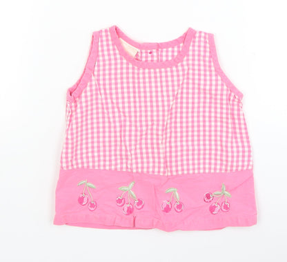 Morris Mouse Baby Pink Check  A-Line  Size 6-9 Months  - cherry