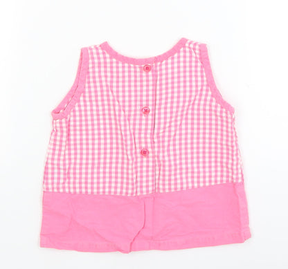 Morris Mouse Baby Pink Check  A-Line  Size 6-9 Months  - cherry