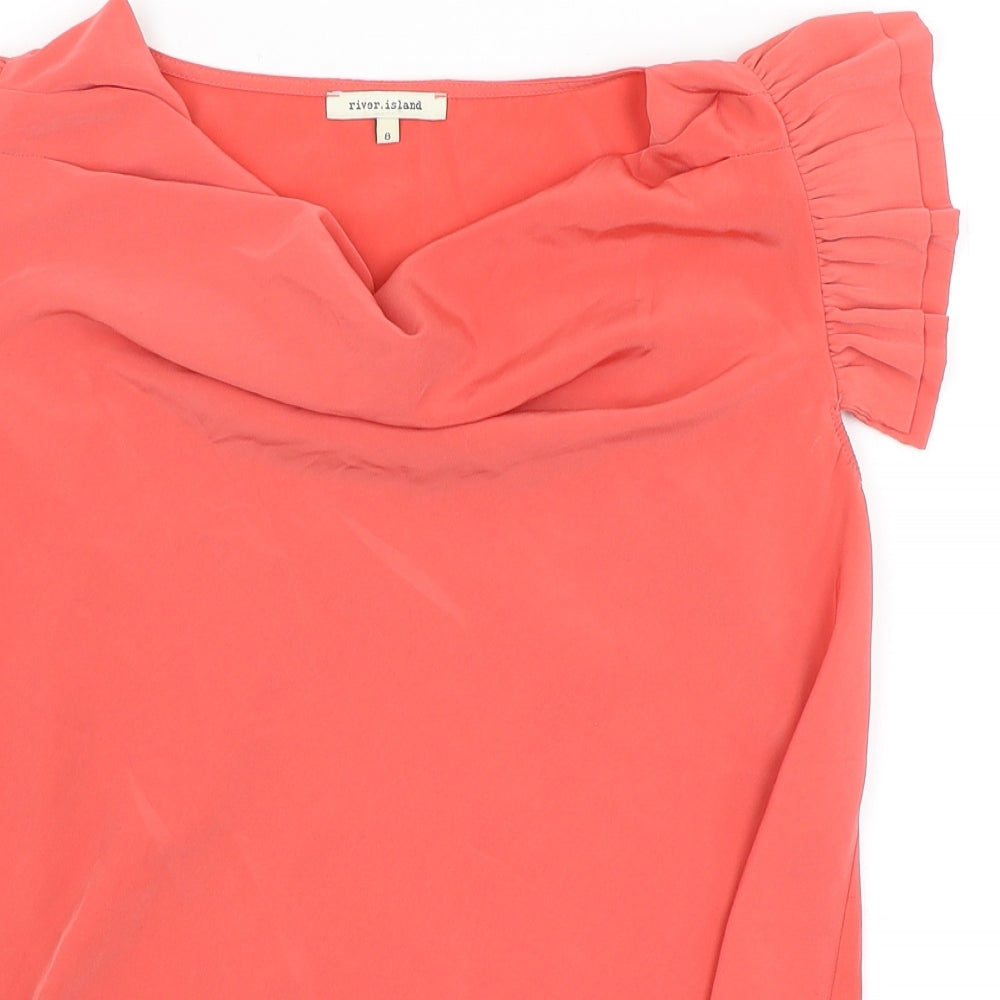 Womens UK Size 8 River Island Red Basic T-Shirt