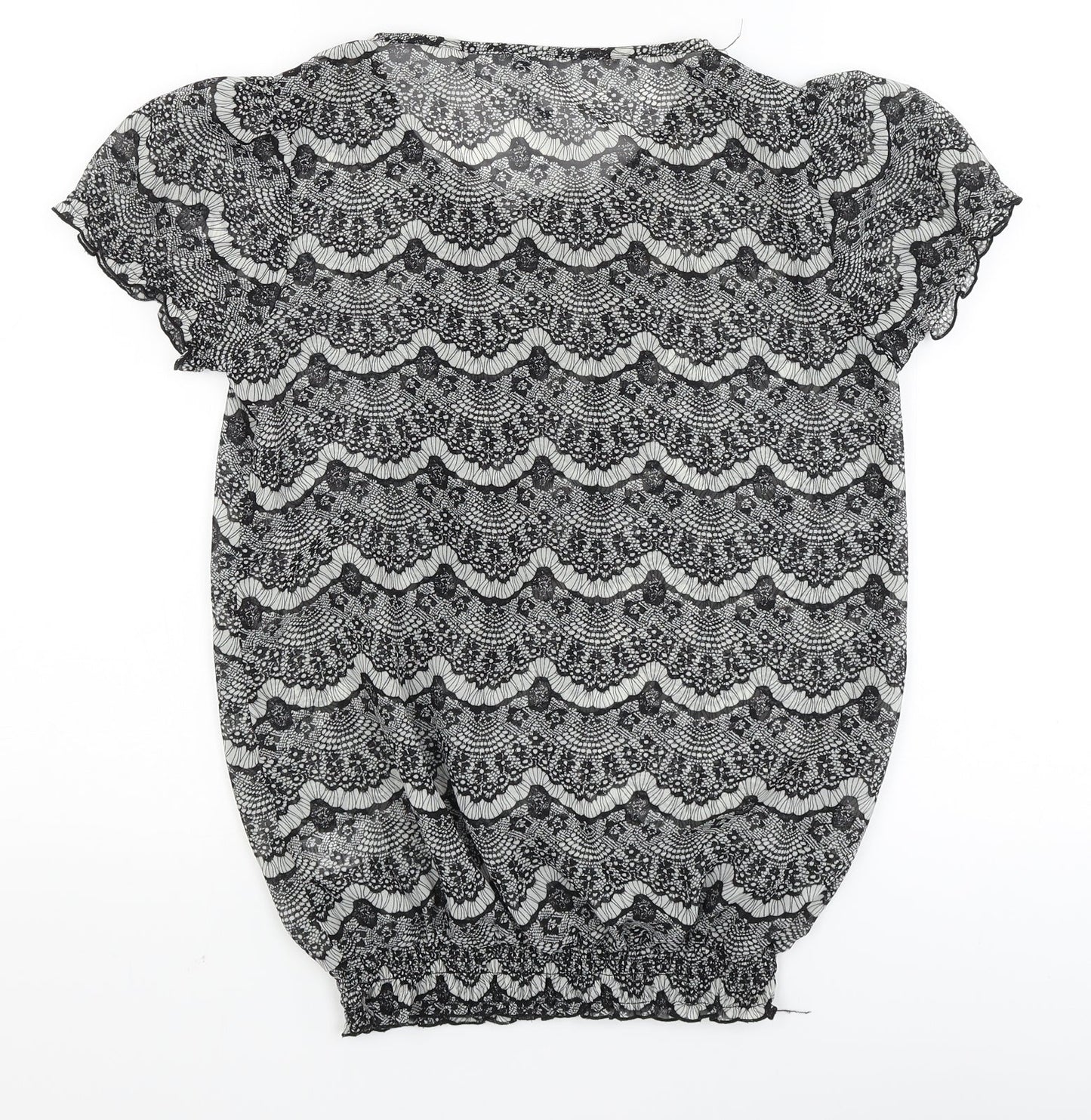 E-vie Womens Black Floral  Basic Blouse Size 8