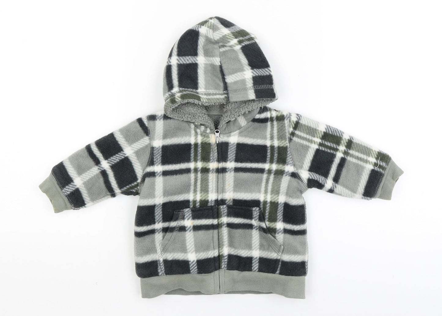 George Baby Green Check  Full Zip Jumper Size 3-6 Months