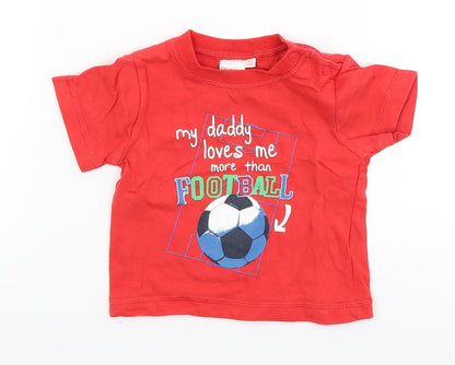 Blue Zoo Baby Red   Basic T-Shirt Size 3-6 Months  - my daddy loves me more than football