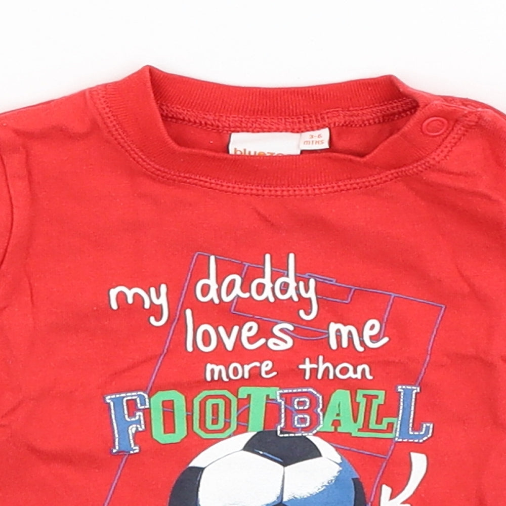 Blue Zoo Baby Red   Basic T-Shirt Size 3-6 Months  - my daddy loves me more than football