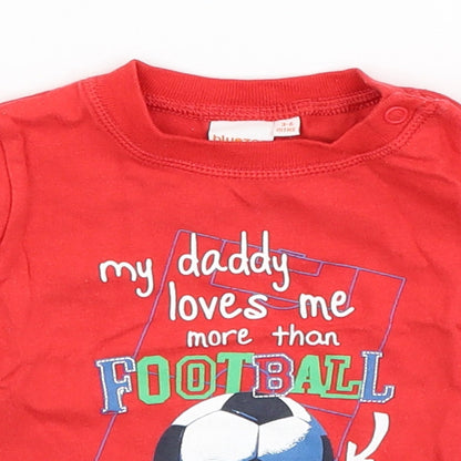 Blue Zoo Baby Red   Basic T-Shirt Size 3-6 Months  - my daddy loves me more than football
